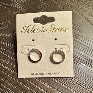 Isles & Stars Silver Circle Earrings with Crystal Detail